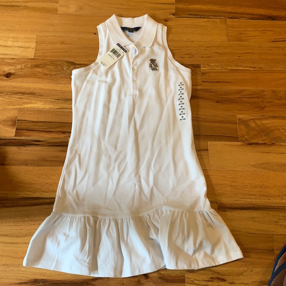 Polo white dress with Tennis bear